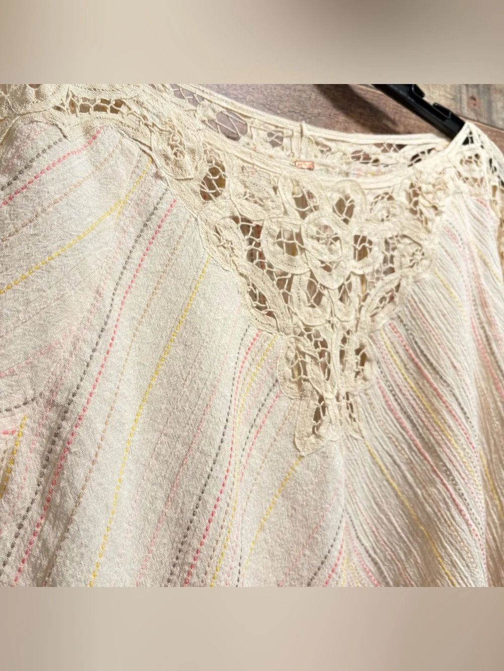 Free People Floating Memories Blouse Women’s Size Medium Retro Stripe W035
